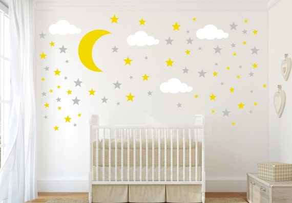 moon stars and clouds nursery
