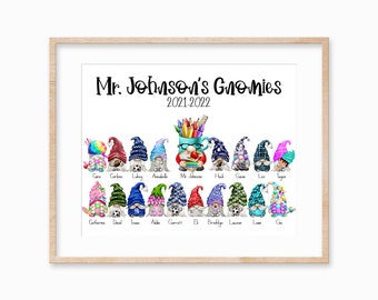 Teacher Gnome Gift, Teacher and Students Gift, Gift for Gnome Lover, Class Photo Gift, End of the Year Gift, Teacher Appreciation Gift