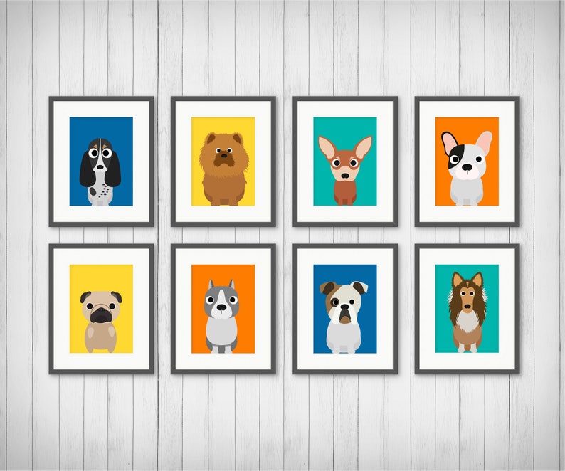 Dog Nursery Art, Dog Nursery Decor, Pug Gift, Gift Under 20, Dog Kids Wall Art, Dog Kids Art, Pet Lovers Gift, Boxer Art, 4x6 5x7 8x10 11x14 image 1