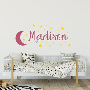 Custom Name Moon and Stars Wall Decal: Kids Nursery Decor - Etsy