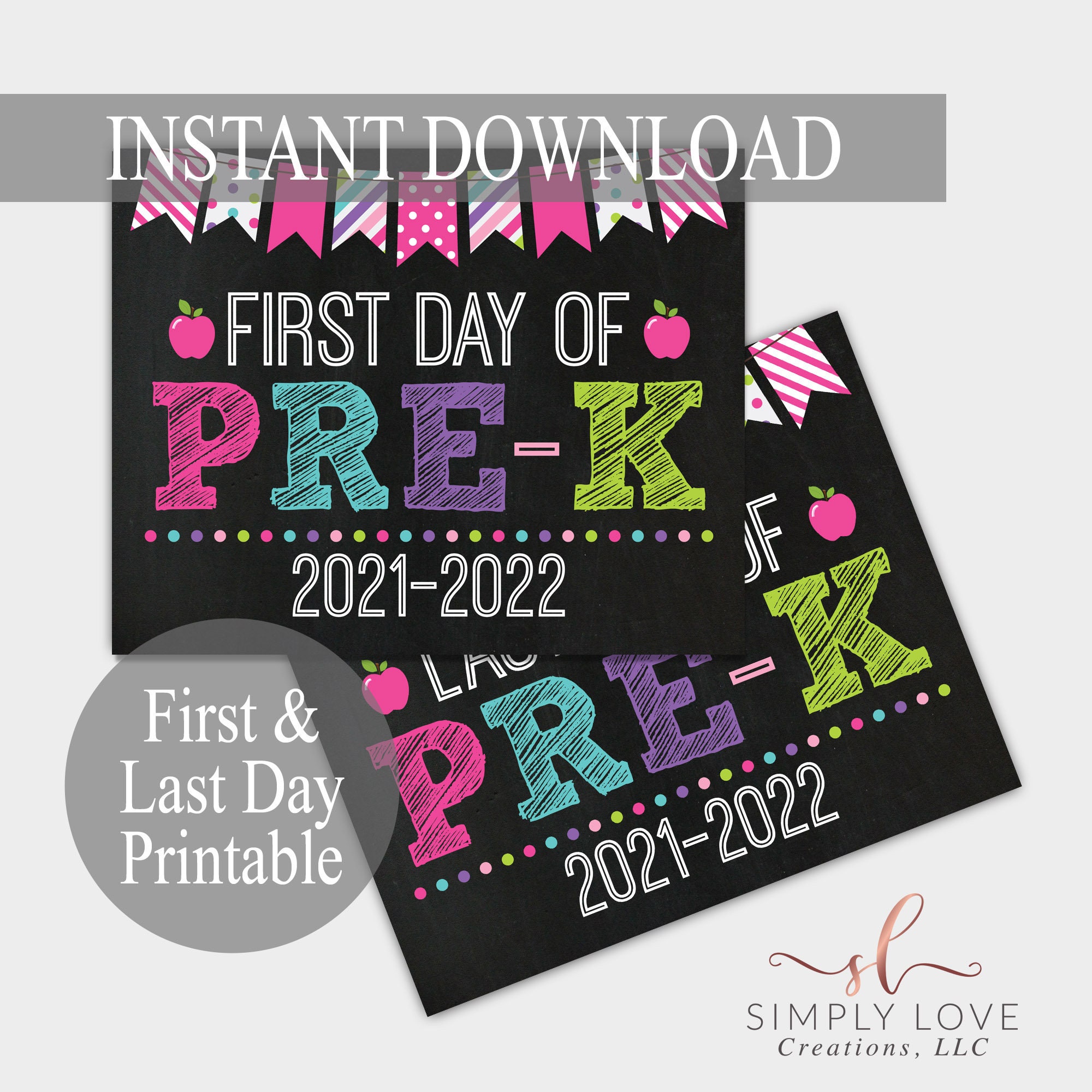 First Day Of Pre K Sign Prek Sign 2021 2022 Print Yourself Etsy First Day Of Preschool 2022