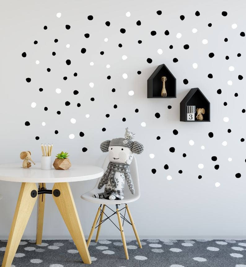Hand Drawn Dot Decals Polka Dot Wall Decal Spots Wall Etsy