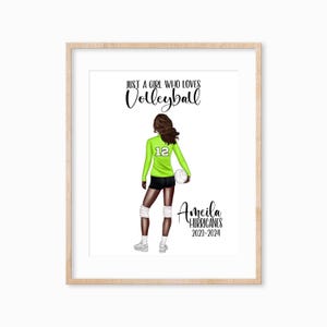 Personalized Girls Volleyball Player Print, Team Gift
