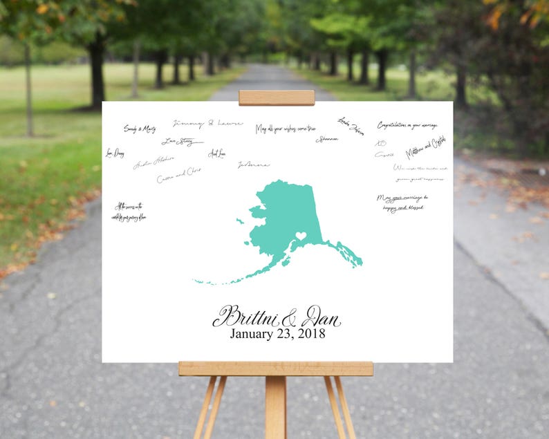 Personalized Map Wedding Guest Book Wedding Guest Book Wedding Keepsake State Map Signature Guest Book Canvas Guest Book Gift for Bride