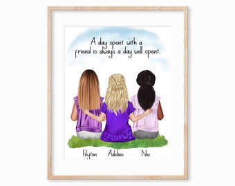 Kids Bestfriend Print, Little Girl Best Friend Print, Childhood Friendship Gift, Best Friend Gifts, ids Birthday Gift, Preteen Girls Gift