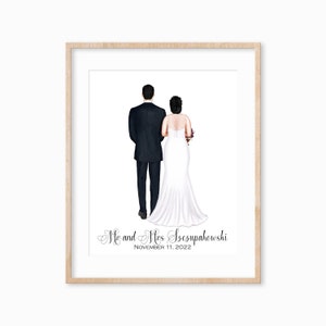 Personalized Bride and Groom Print, Bride and Groom Portrait Artwork, Military Couples Wedding Gift, Wedding Gift for Her