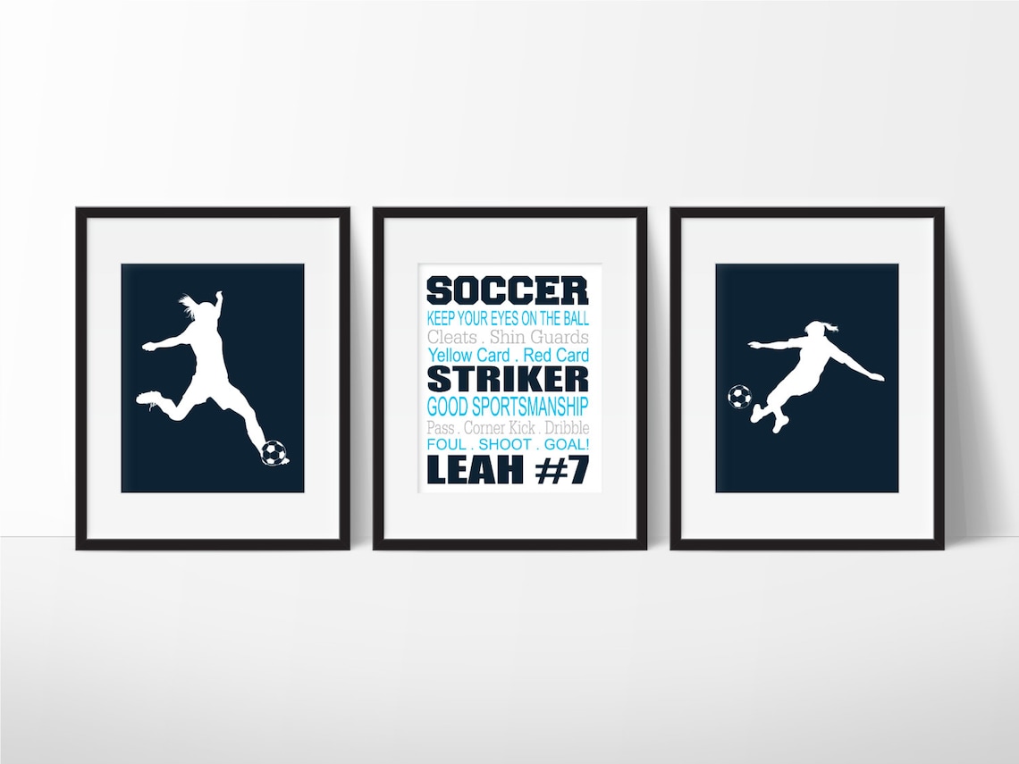 Soccer Wall Art Girls Soccer Decor Personalized Soccer Etsy
