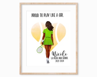 Personalized Teen Girl Tennis Print, Tennis Team Gift, Best Friend Tennis Gift, Tennis Player Gift, Tennis Gifts for Woman, Tennis Partner