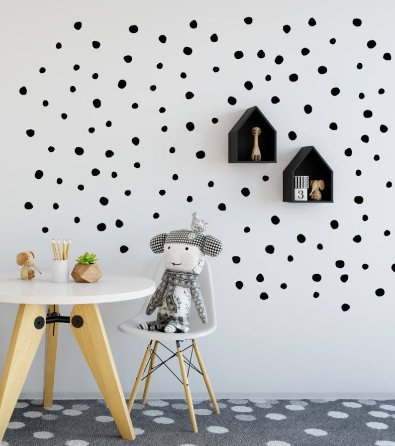 Hand Drawn Dot Decals Polka Dot Wall Decal Spots Wall Etsy