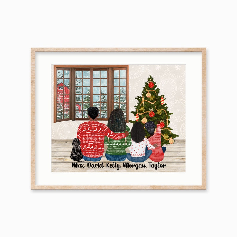 Family Christmas Print, Christmas Family Print Gift, Our Family Wall Art, Christmas Gift for Parents, Christmas Family Portrait image 2
