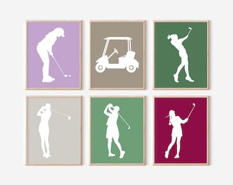 Female Golfer Silhouette Print: Customizable Golf Art (Digital File)