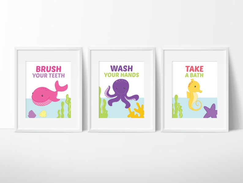 Sea Bathroom Decor Kids Ocean Bathroom Kids Bathroom Art Etsy