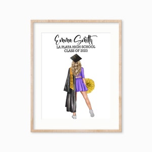 Cheerleader Grad Gift, Cheerleader Player Gift, Cheerleader Player Portrait, High School Graduation Gift for Her, High School Cheerleader