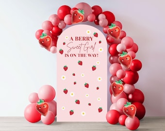 A Berry Sweet Girl Is on The Way Baby Shower Balloon Arch Decal, Baby Shower Party Decor, Berry Themed Party Supplies