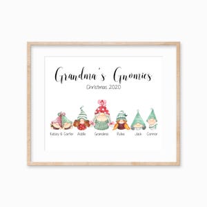 Personalized Christmas Gnome Family Portrait Print