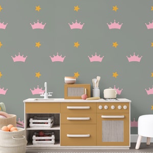 Princess Crown and Stars Wall Decals, Princess Nursery Decal, Decals for Little Girls Room