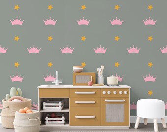 Princess Crown and Stars Wall Decals, Princess Nursery Decal, Decals for Little Girls Room