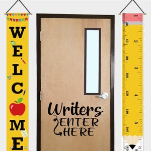 Décalcomanie personnalisée « Entrez ici » pour la porte de la classe : décoration de professeur de sciences