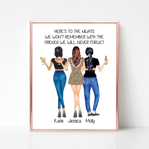 9 Best Friends Print Personalized Gifts for Her Friend Poster 