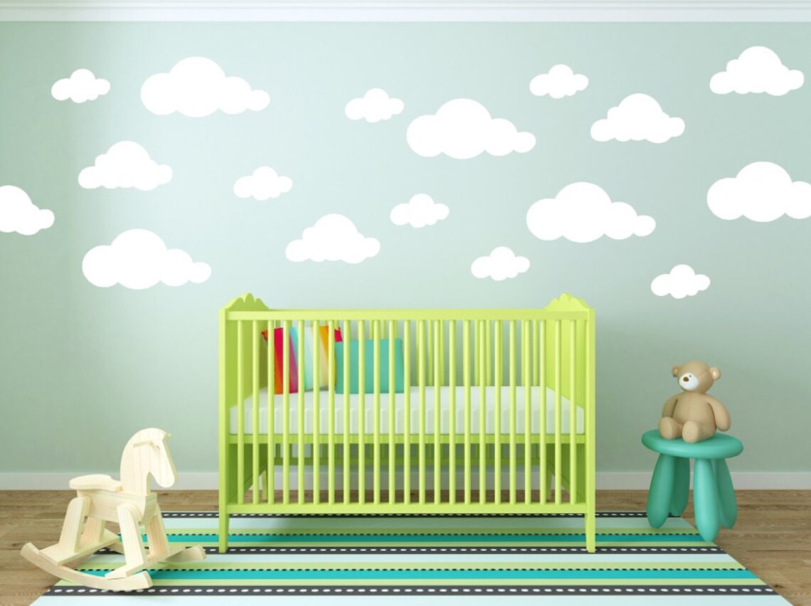 Large Cloud Wall Decal Clouds Decal Cloud Sticker Nursery Etsy