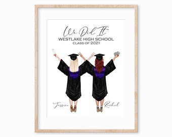 Custom Graduation Portrait Print, Friend Gift
