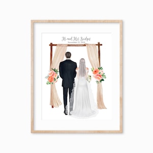 Personalized Bride and Groom Print, Bride and Groom Archway Print, Military Wedding Gift Idea, Wedding Gift for Him