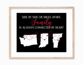 Personalized State Print for Sibling, Christmas Gift for Sibling, Long Distance Sister Gift, Going Away Gift for Sister