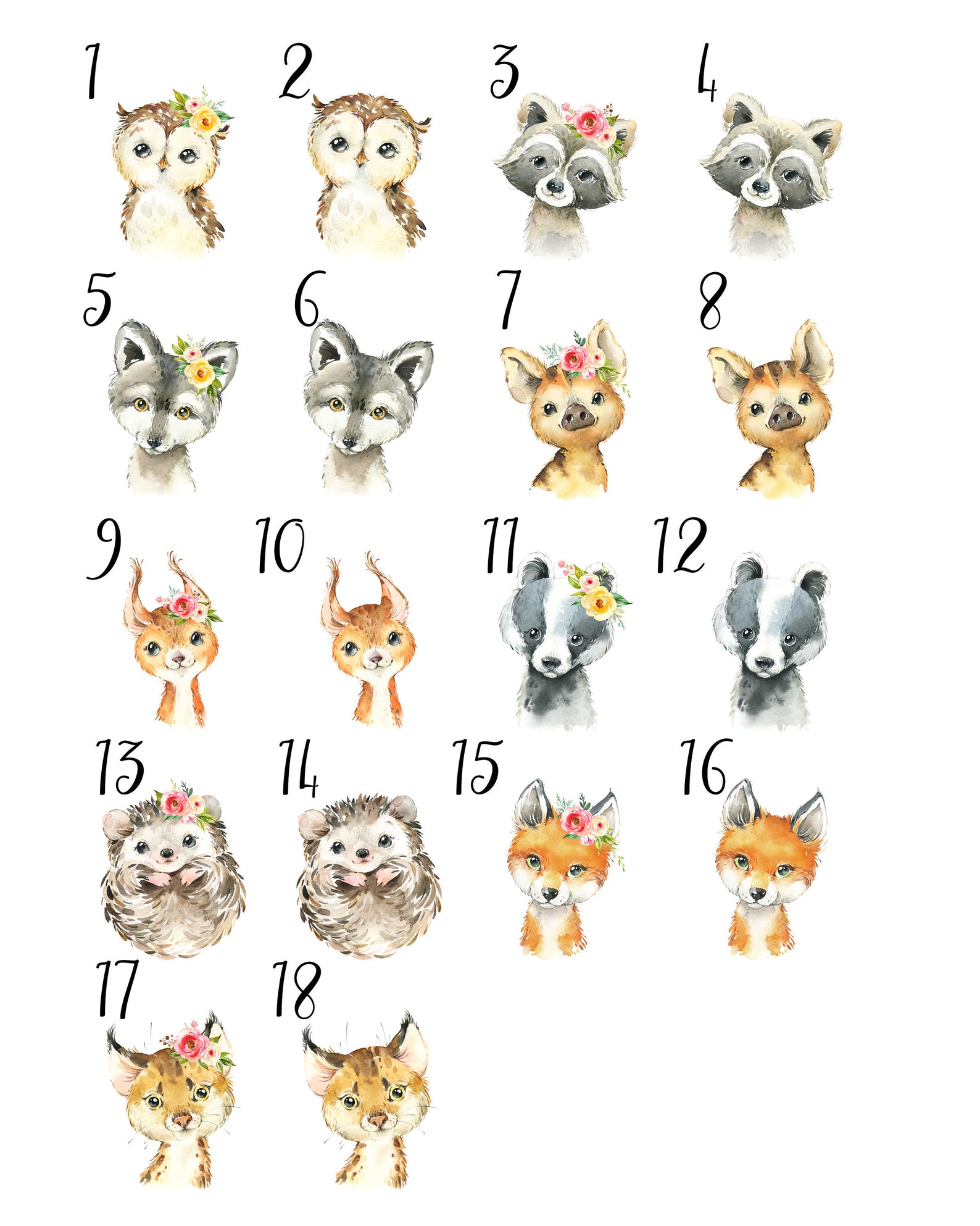 Forest Animal Prints Baby Nursery Art Woodland Nursery Etsy