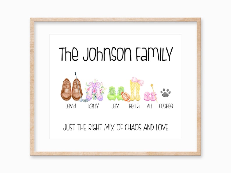 Personalized Shoe Family Print, Family Gift for Mom, Custom Family Shoe Print, Christmas Gift for Her, Keepsake Gift for Grandma image 1