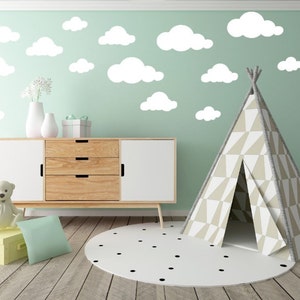 Large Cloud Wall Decal, Clouds Decal, Cloud Sticker, Nursery Wall Decal, Set of 25