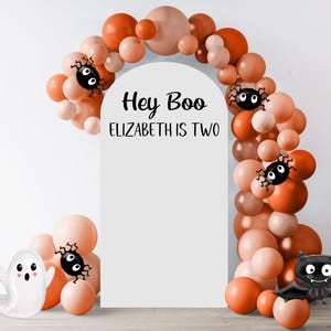 Décalcomanie d'anniversaire personnalisée « Hey Boo » pour Halloween : décoration d'arche de ballons de fête image 3