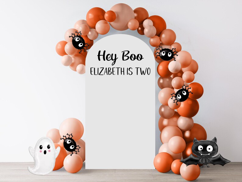Décalcomanie d'anniversaire personnalisée « Hey Boo » pour Halloween : décoration d'arche de ballons de fête image 3