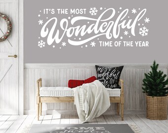 Holiday Home Decor, It's the Most Wonderful Time of the Year, Christmas Decal, Christmas Decor, Holiday Decal, Christmas Wall Decal
