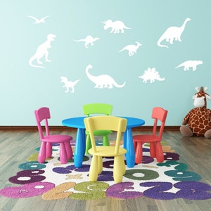 Dinosaur Wall Decal Dinosaur Stickers Dinosaur Bathroom Decals Boy Bedroom Wall Decor Dino Decals Peel & Stick Set of 10 image 2