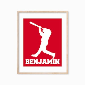 Personalized Baseball Player Wall Art, Baseball Wall Decor