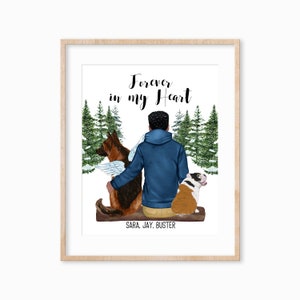 Personalized Pet and Owner Portrait, Man and Dog Gift, Dog Remembrance Gift, Dog Memorial Gift for Him