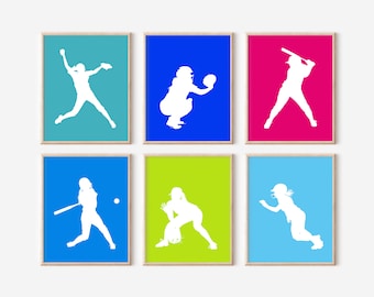 Custom Girl Softball Prints, Softball Wall Art, Gift for Softball Player