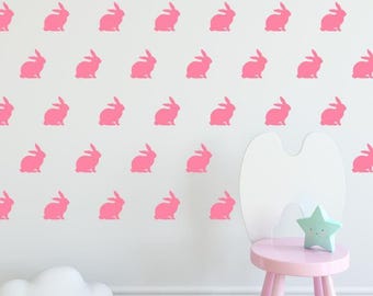 Bunny Wall Decals, Set of 15, Nursery Decor