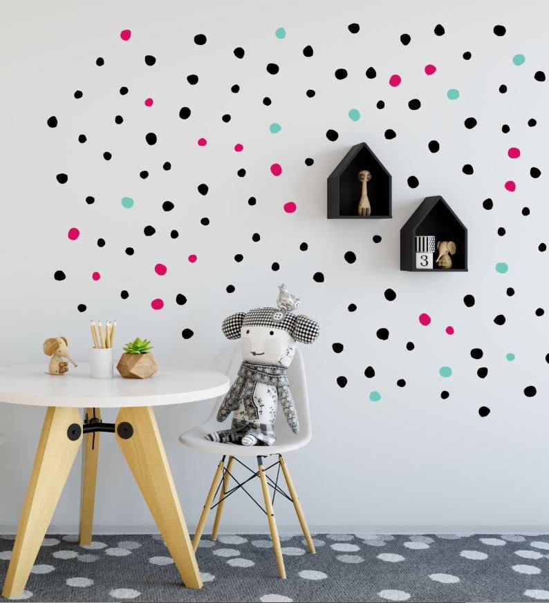 Hand Drawn Dot Decals Polka Dot Wall Decal Spots Wall Etsy