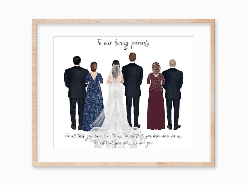 Personalized Wedding Parents Print: Bride & Groom Family Gift