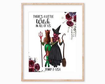 Personalized Halloween Friend Print, Spooky Keepsake Wall Art