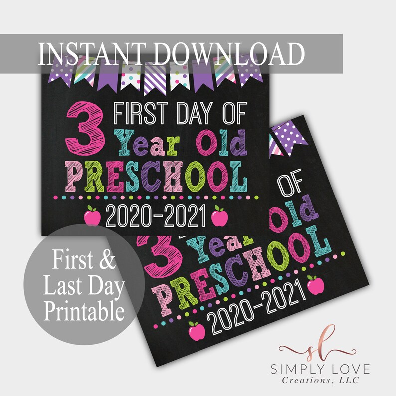 first-day-of-3-year-old-preschool-sign-print-yourself-back-etsy