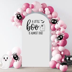 Halloween Baby Shower Balloon Arch Decal, A Little Boo Is Almost Due Party Decor image 1