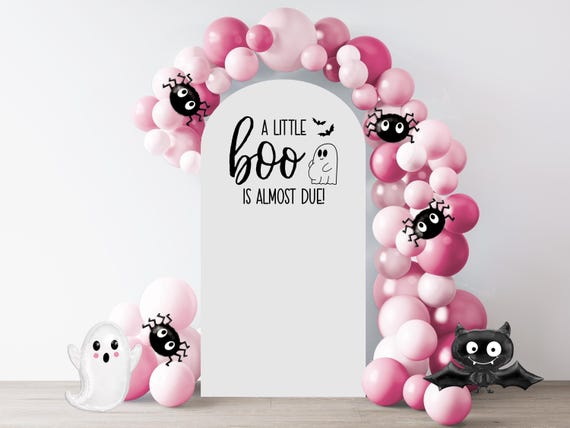 Halloween Baby Shower Balloon Arch Decal, A Little Boo Is Almost Due Party Decor, Ghost Themed Baby Shower
