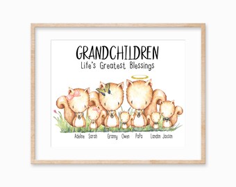Custom Squirrel Family Print, Custom Family Portrait, Squirrel Family Art, Squirrel Wall Art, Squirrel Lover Gift