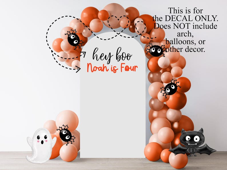 Décalcomanie d'anniversaire personnalisée « Hey Boo » pour Halloween : décoration d'arche de ballons de fête image 2