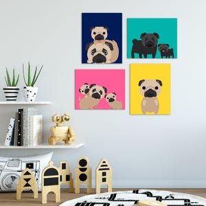 Dog Nursery Art, Dog Nursery Decor, Pug Gift, Gift Under 20, Dog Kids Wall Art, Dog Kids Art, Pet Lovers Gift, Boxer Art, 4x6 5x7 8x10 11x14 image 2