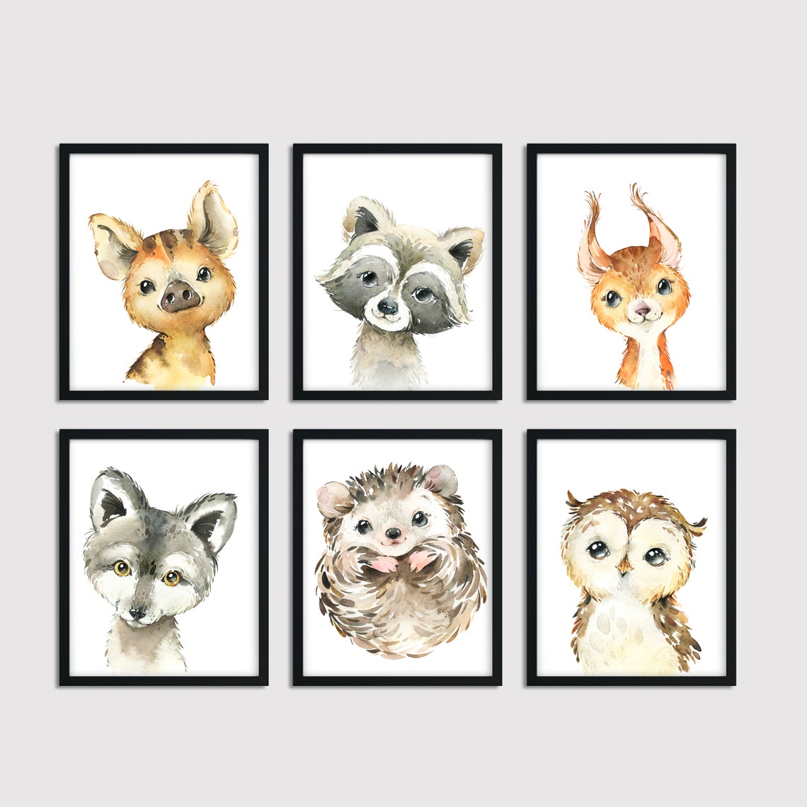 Forest Animal Prints Baby Nursery Art Woodland Nursery Etsy