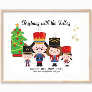 Nutcracker Christmas Family Portrait, Personalized Christmas Family Print, Nutcracker Family Art, Xmas Custom Prints, Nutcracker Gift