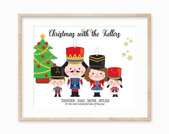 Nutcracker Christmas Family Portrait, Personalized Christmas Family Print, Nutcracker Family Art, Xmas Custom Prints, Nutcracker Gift